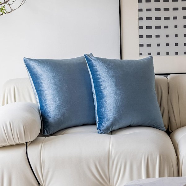 Blå fløyels putetrekk 45*45cm Myke dekorative pluss euro shams putetrekk Store firkantede pluss himmelsblå