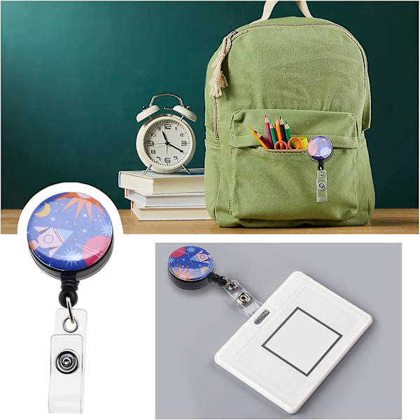 Udtrækkelig Badge Holder Id Badge Ruller Med Metal Clip Forskellige Mønstre Til Kontorarbejder Læge Sygeplejerske Kontor Skoleartikler (2 stk., Farve Som Vist)