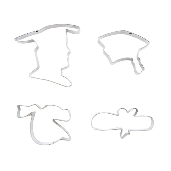 4pcs Stainless Steel Cookie Cutter Mold Graduation Doctor's Head Gown Clothes Certificate Hat Shape