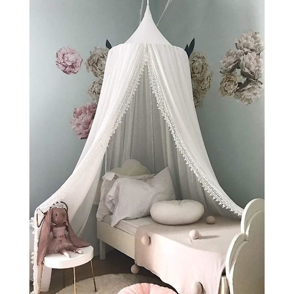 Sifon Senggardin, Barnerom Insektbeskyttelse Skjerm Dekorativ Pustende Myggnett Hvit, 240 X 60 X 400 (Nedre Omkrets) Cm
