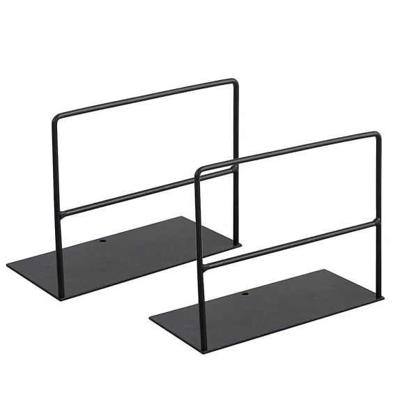 2 stk Svarte Jern Bokstøtter Praktiske Enkle Bokstøtter Bokstøtter Stativ Skrivebord Organizer Magasiner S Black 15*7*12cm