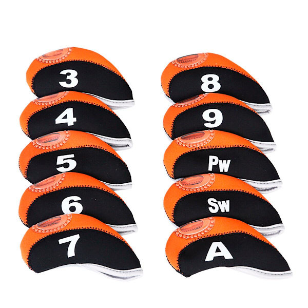 10 st Iron Huvudskydd Klubbskydd Neopren Klubbhuvudskydd Järn Putter Huvudskydd Putter Huvudskydd Orange