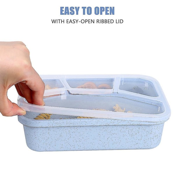4 pakker Bpa-fri måltidsforberedende plastik frokostbeholdere med 4 rum, genanvendelig Bento-boks, kompatibel med børn