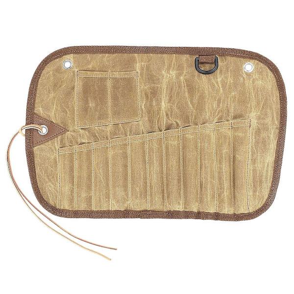 Picknickbordsservettväska, Picknickbesticksrulle, Servettförvaringsväska, Vikbar Bestickpåse, Khaki 42x26,5cm Khaki 42x26.5cm