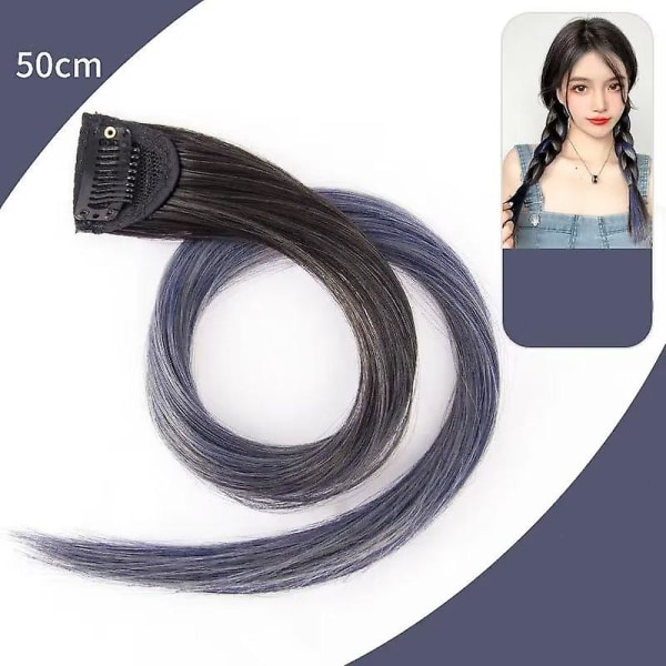 2 stk. Clip-on Rett Hårforlengelse Dame Fargegradient Farge Hengende Ørefarge Ett-stykke Highlight Farget Høy 3