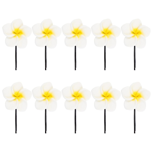 10 kpl Auringonkukan Hiuspinnit Hiusasusteet Havaijilaiset Juhlatarvikkeet Frangipani Hiuspinnit Ranta Kukka Hiusasuste Valkoinen 5.5X3X1CM White 5.5X3X1CM