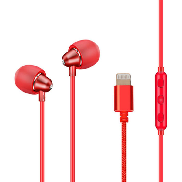 Ørepropper In-ear-hodetelefoner Kompatible med Iphone 11 Pro Max Iphone X/xs/xr Iphone 8/8 Plus/7/7 Plus, Kablede hodetelefoner Innebygd mikrofon med Conred red