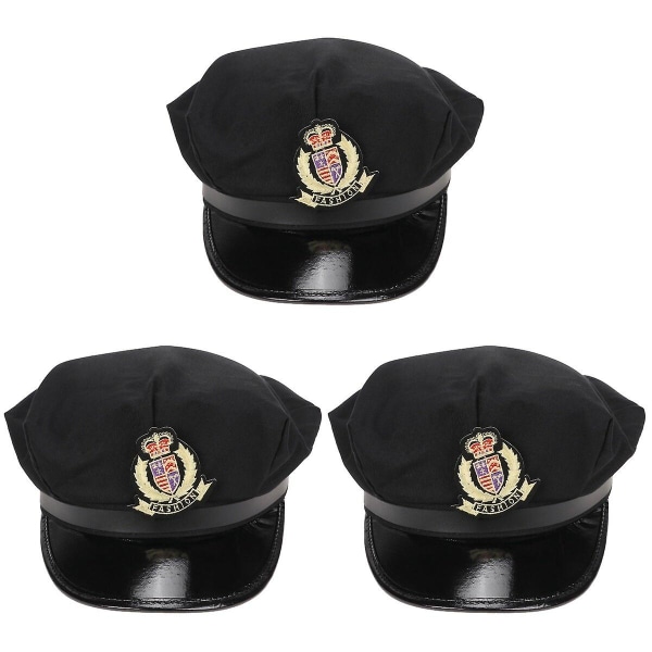 3 stk. Ottekantede Sømandshuer Admiral Hat Hav Sølv Hvede Kaptajner Skipper Hat 3 stk. 24x19.5x9cm 3pcs 24x19.5x9cm