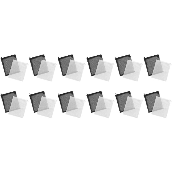 36 stk Fisketank Glidelås Mesh Filter Media Bag For Akvarium Hage Dam (15x10cm, 6 stk Hvit, 6 stk Svart) 24 pcs 15X10cm