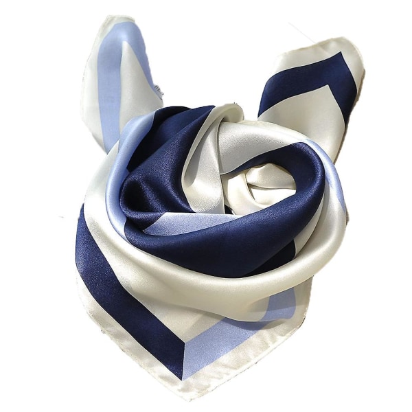 Blue Silk Feel Scarf Medium Size Square Satin Scarf For Ladies