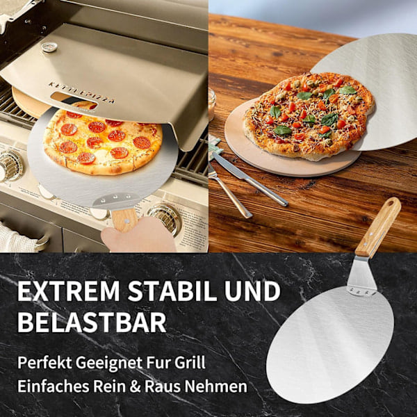 Pizzaform i rustfritt stål Pizzafat med trehåndtak Rund