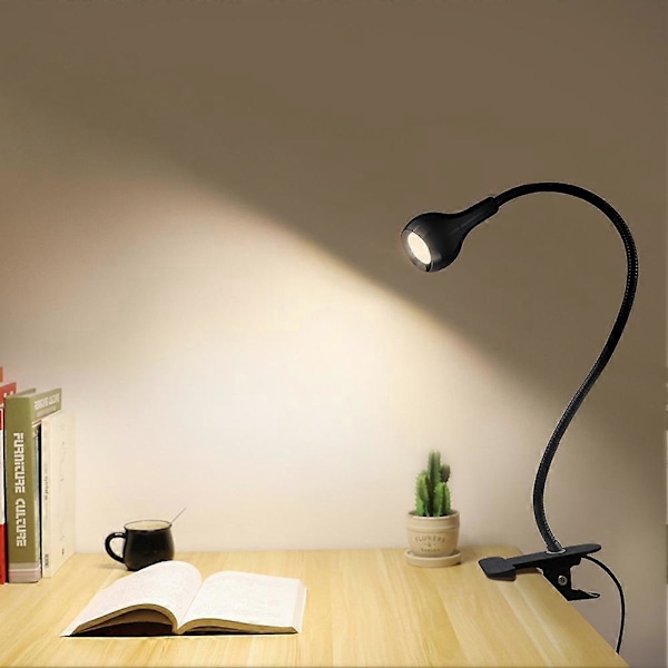 USB Oppladbar Clip-on Skrivebords LED Lampe Datamaskin Leselampe med Knapp Silver-warm Light