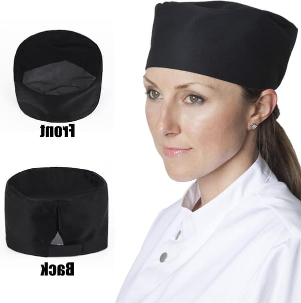 2-pack justerbar kockmössa, andningsbar nätmössa för kockar, bagare och kökspersonal, polyesterbomull, svart vit