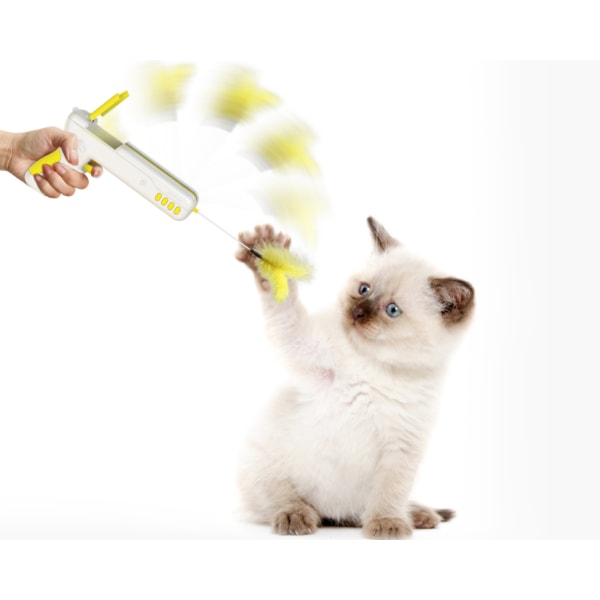 Morsom spretter kattepinne Morsom kattepinne Interaktiv katt Interaktiv underholdning Sprettfjær katteleke (gul)
