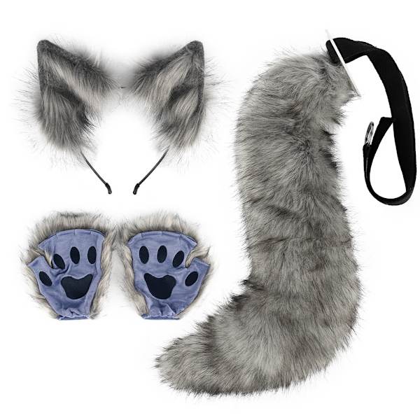 Rävöron Hårband Djur Svans Halloween Set Djur Tass Simulation Plysch Djur Öron Cos Tillbehör