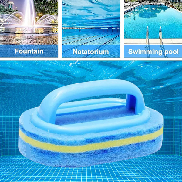 Badborste med bekvämt grepp, handhållen svampborste för pool, badrum, dusch, handfat, golv (blå)