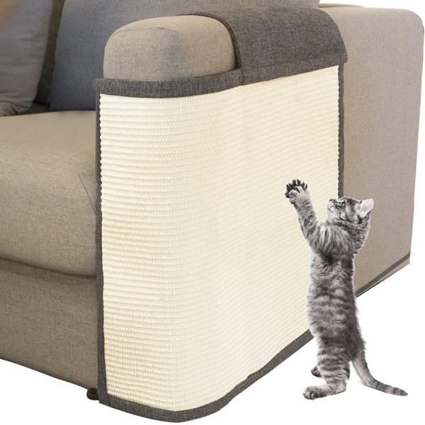 Cat Scratch Mat Sofabeskytter - Naturlig Sisal Møbelbeskytter Ridsepude til katte - Ridsetæppe til seng, stol