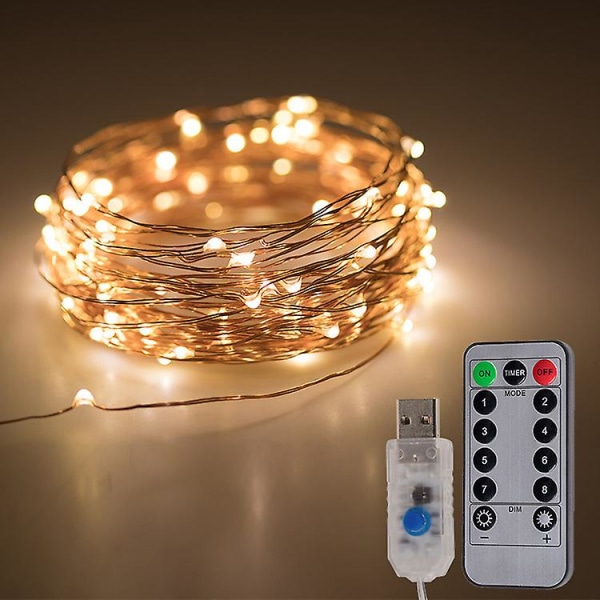 200 LED-ljusslingor 20m med Uppladdningsbart Batteri IP68 Vattentät 8 Lägen Koppartråd Inomhus/utomhus med Fjärrkontroll och Timer, Fe-ljusslingor för Sovrum
