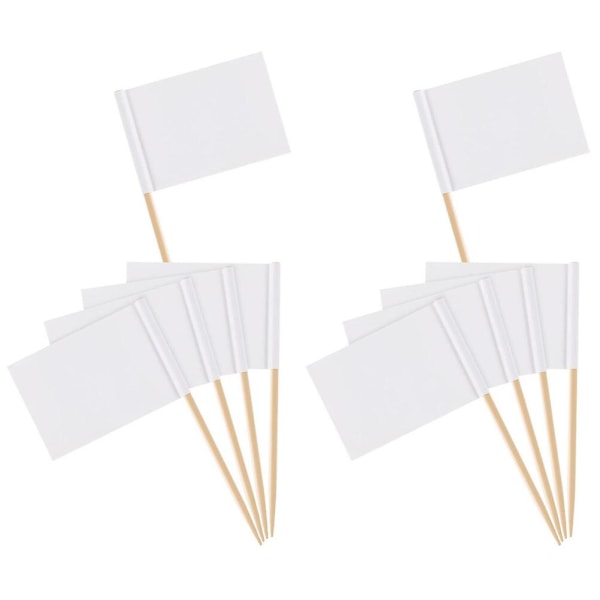 100 Pcs/1 White Ornament Cupcake Insert Decor Paper Flag Picks Cocktail Stick Party Cake Cake Flags Toothpick Party SuppliesWhite6.5X3.5CM