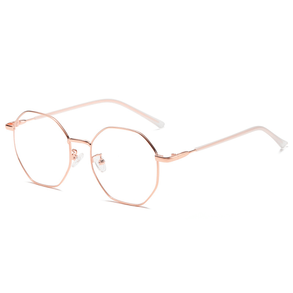 Polygon Blå lysblokkerende briller for kvinner Menn Vintage Octagon Square Reseptfrie metallbriller