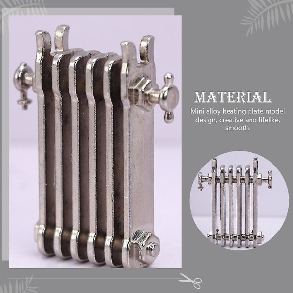 Miniatur Radiator Pynt til Dukkehuse Mini Husmøbler Legestue Varmeenhed Silver 4.1X3.4X0.7CM