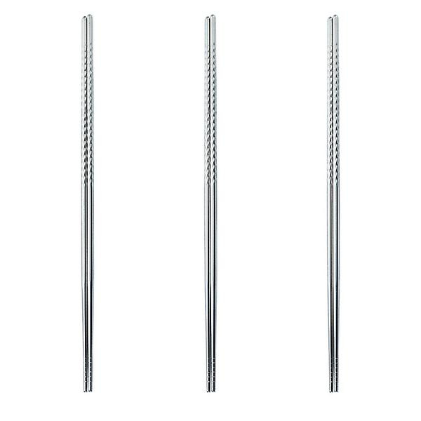 3 Par Serveringsbestik i Rustfrit Stål, Hot Pot Spisepinde, Koreanske Spisepinde, Varmebestandig Flatware Silver 39X0.65X0.65CM