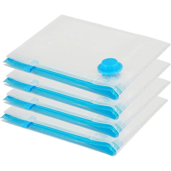 Sæt af 4 XL Vakuum Opbevaringsposer til at spare plads (4 Jumbo, 100 x 80) til sengetøj, tøj, dyner, tæpper