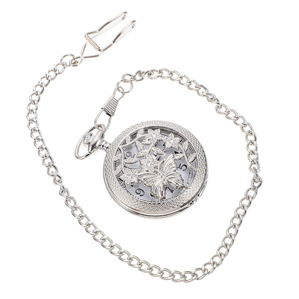 Mænds Minimalistisk Lommeur Lommeur Kæde Dobbelt Dæksel Lommeur Klassisk Lommeur Retro Lommeur Silver 43.5X4.5CM