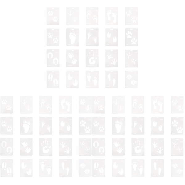 60 ark med ihåliga schabloner Stenciler för djurfotavtryck Gör-det-själv-fingeravtrycksschabloner 60 ark 17,8 x 12,7 cm 60 sheets 17.8X12.7cm