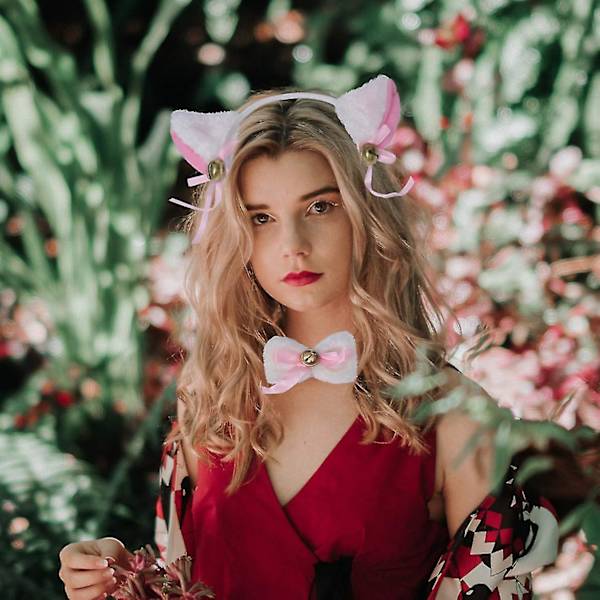 Ett Set Katt Cosplay Kostym Svans Öron Halsband Tassar Handskar För Halloween Karneval Jul Maskerad Dekoration