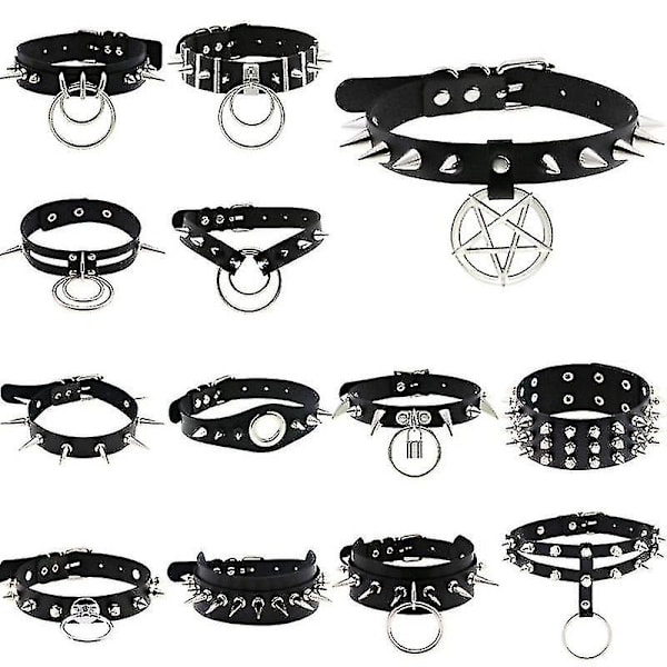Goth Punk Spik Nitar Choker Halsband 1st-svart