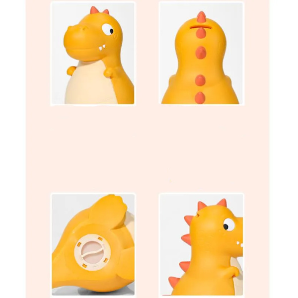 Plastpengarspargris, dinosaurie-spargris, perfekt present till födelsedag, jul, babyshower (gul)
