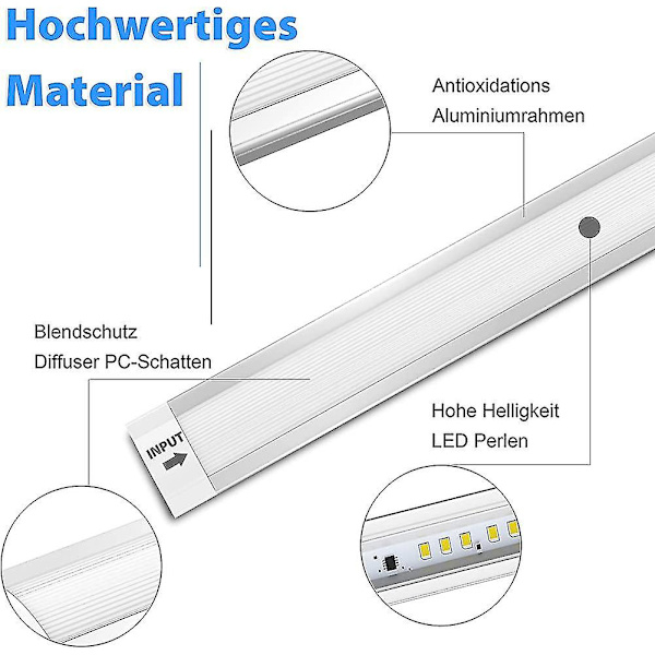 LED-belysning under skåp, LED-belysning för köksskåp med touchkontroll och 33