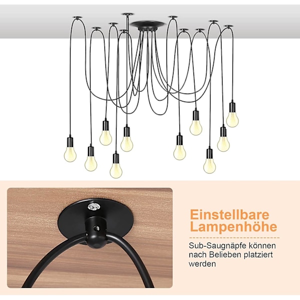 Spider-lysestakke DIY Taklampe Hengelampe Hengelampebrakett Retro Industriell Taklampe Spisestue Soverom Stue Spisestue