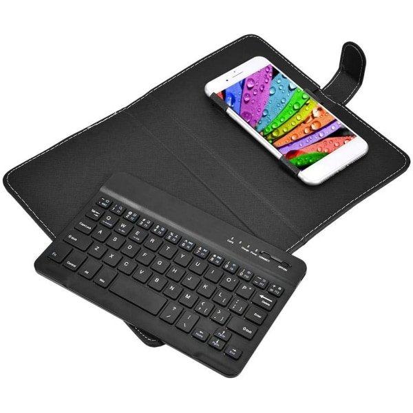 Trådlöst Bluetooth tangentbord för telefon, Mini Bärbart Bluetooth -tangentbord med ett case