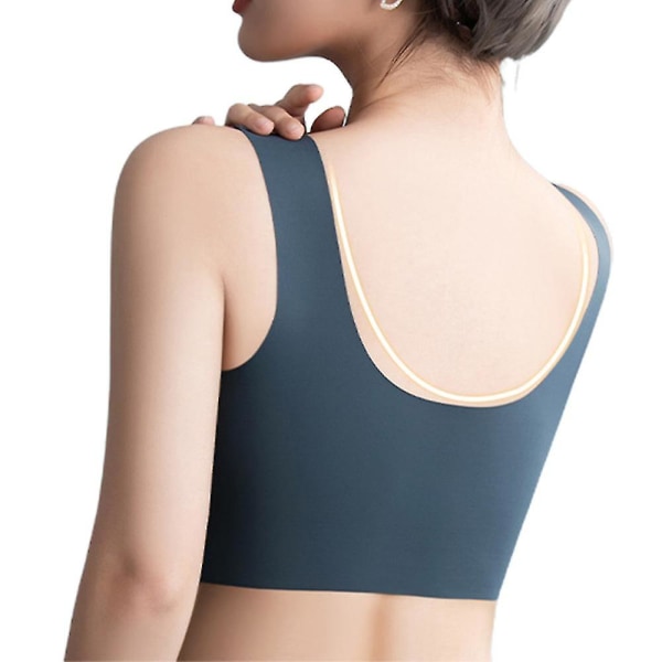 Dame Komfortabel Myk Sømløs Push Up BH Shapewear Trådløs Crop Top Vest Sportsundertøy XLRoyal Blue XL Royal Blue