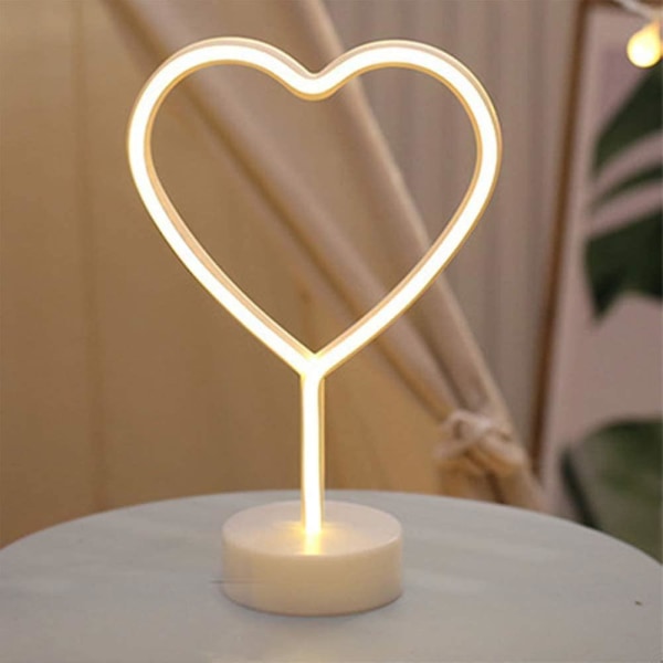 Led Neon Skilt Lys Med Holder Borddekorasjon Nattlampe Med Batteri For PartyHeart Heart