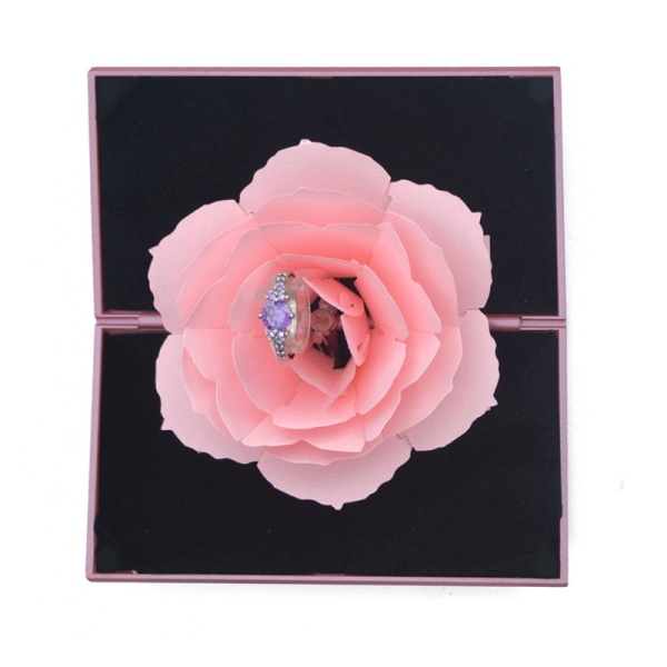 Förlovningsring Box, Ring Rose Box Surprise Smycken förvaringshållare för kvinna som förslag Förlovningsring Smycken case