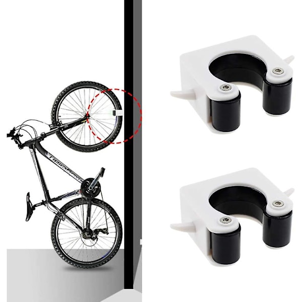2-pak cykelvægmontering med hængende kroge til parkering - Sort - Indendørs & Udendørs - Nem at installere (egnet til 18-23 mm dækdiameter)