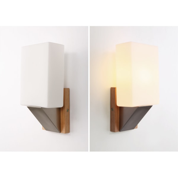Nordisk solid væglampe kreativ natlampe enkel natlampe moderne soveværelse stue hotel holztechnik rektangulær væglampe
