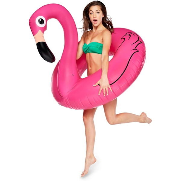 Vaaleanpunainen Flamingo Uimarengas, Puhoutuu Yli Leveäksi, Hauska Ilmatäytettävä Vinyl Kesä Uima-altaaseen tai Rannalle (120cm)