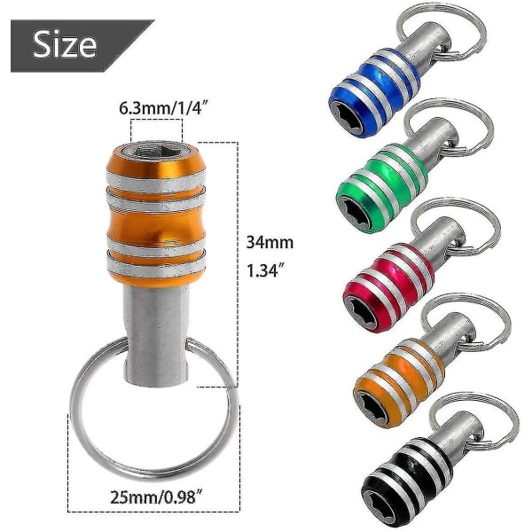 5 st 1/4\" Hex Skaft Nyckelring Del Bitshållare Set Förlängningsstång Snabbväxling Bits Skruv Adapter