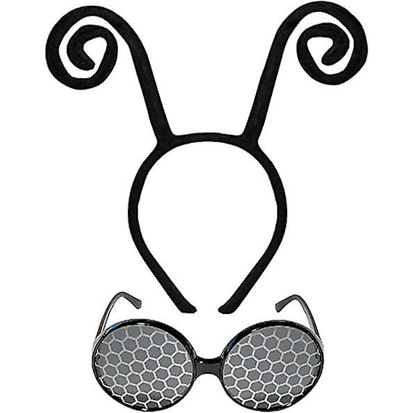 Poptrend Hodebånd og Briller, Fly Antenne Hodebånd og Briller Sett Kostyme Tilbehør Halloween Cosplay Party Favør for Kvinner