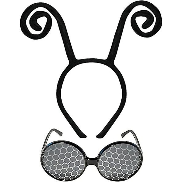Poptrend pannebånd og briller,Fly Antenne pannebånd og briller sett Kostymetilbehør Halloween Cosplay Party Favors for kvinner