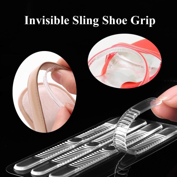 8 stk Usynlige Skoinnsatser, Skostroppgrep, Sling Skogrep for Sandaler Slingrygger, Klar, Limte Mini-grep, Klem Beskyttelse