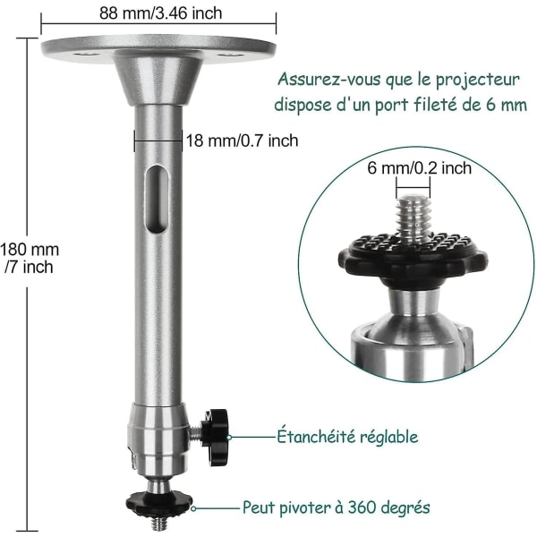 2st projektor takfäste, mini aluminium justerbart vägg projektor fäste, universal projektor takfäste för digitalkamera Slr videokamera - Max5