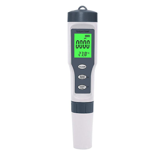 3-i-1 Digital Vattenkvalitetstestare, ABS TDS PH Temp Detektor Noggrann och Pålitlig LCD-Display för Vattenkällor, Akvarier, Hydroponik, Spa, Simning