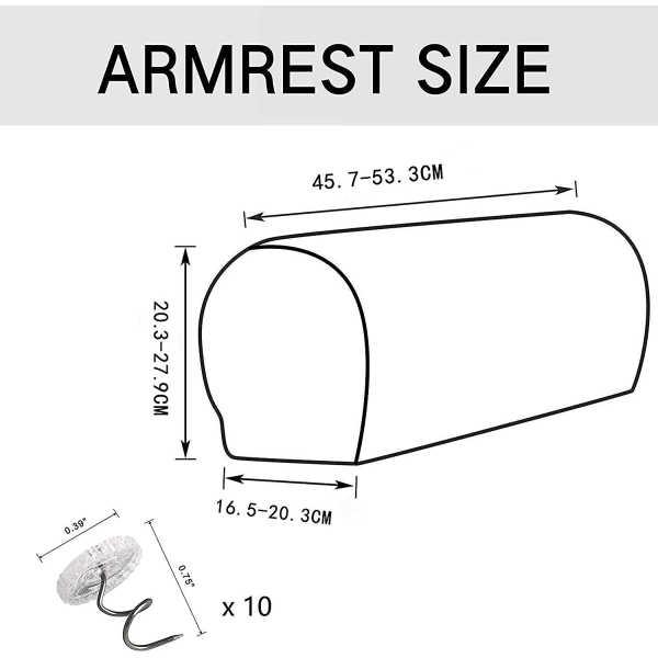 2 stk. Sofa Armtrekk Beskyttere Trekk Armlenestol Sofa Armtrekk Stolseter For Hjem Stue Soverom Elastisk Beskyttelse Med 10