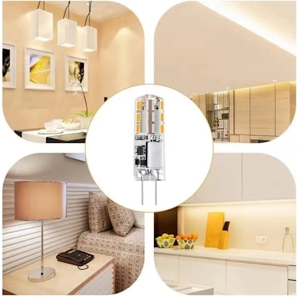 10x G4 LED-lampor 12V AC/DC Varmvit 3000K 2W, Energibesparande lampa Superljus Ingen flimmer