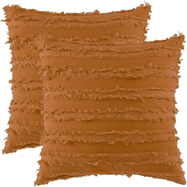 Sæt af 2 Bomulds Pudebetræk Dekorative Pudebetræk Med Linned Pude Til Sofa Soveværelse Stue Bil 40x40 Cm Pink